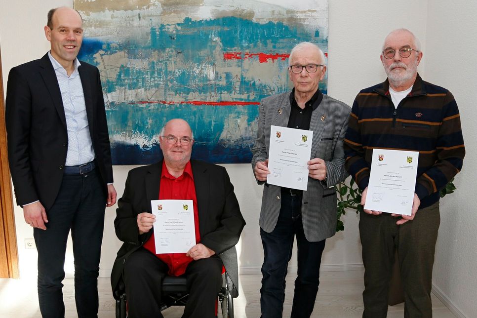 Landrat Volker Boch, Uwe Kramer, Peter Werner und Jürgen Rauch.